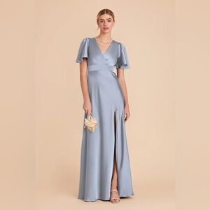Birdy Grey ‘Marni Dress’ in Matte Satin Dusty Blue